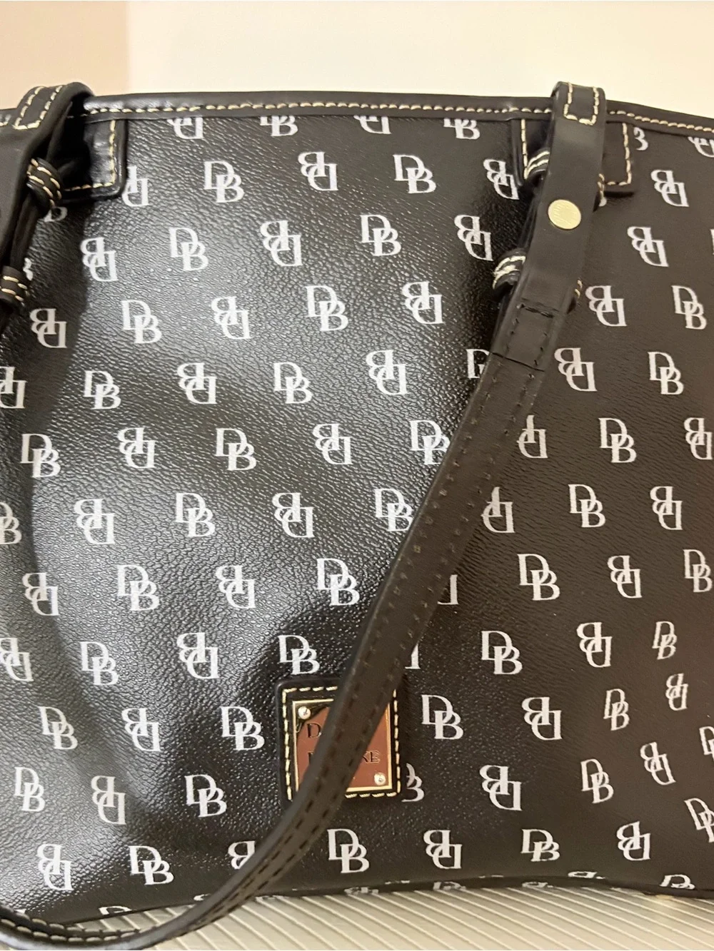 Dooney & Bourke Black Logo-Print Duffel Bag